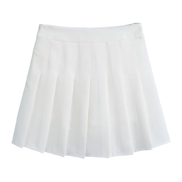 5 for $15 🦋 HOEREV | High Waist Pleated Skater Skirt in White - Picture 1 of 6